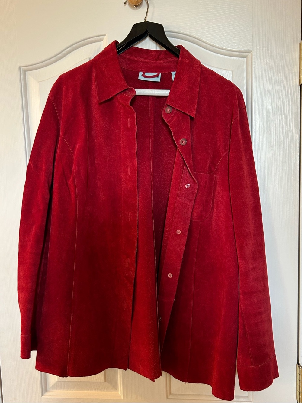 Marsh Landing Red Suede Button-Front Jacket